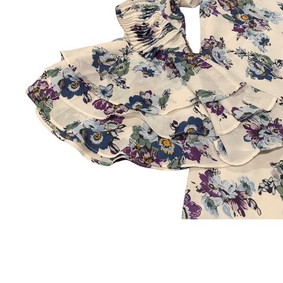 TOV Los Angeles Floral Ruffled Dress Bell sleeve S - Picture 4 of 6
